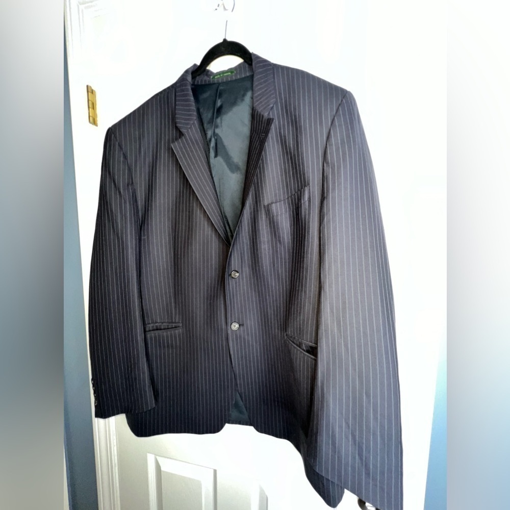 Vtg Ralph Lauren Men’s 46 Reg Navy Blue Pinstripe Sport Coat Suit Jacket 46R - Picture 11 of 12